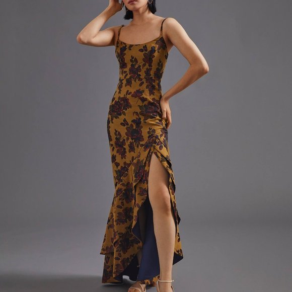 HTF Anthropologie Floral Slip Maxi Dress - Picture 1 of 10
